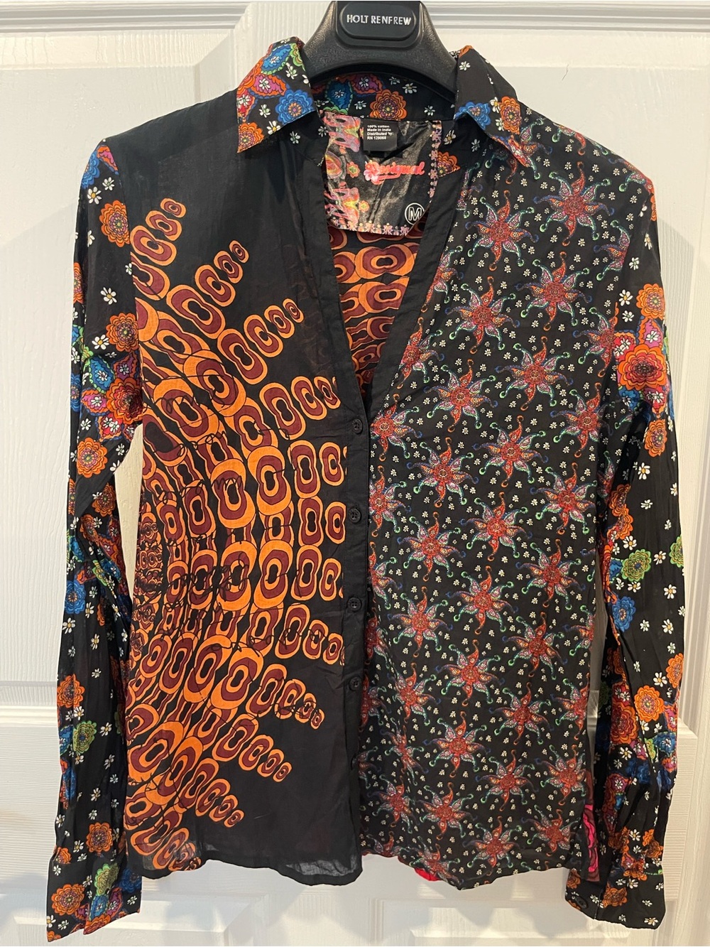 Desigual Japanese Geisha Art Print Blouse Button Up Shirt Multicolor boho med